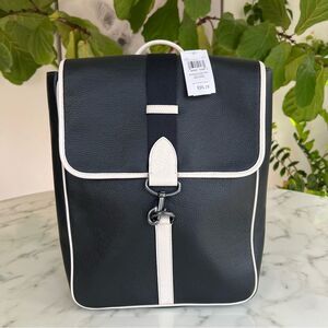 NWT Coach Blaine Backpack CP055 GUNMETAL BLACK CHALK WHITE Leather